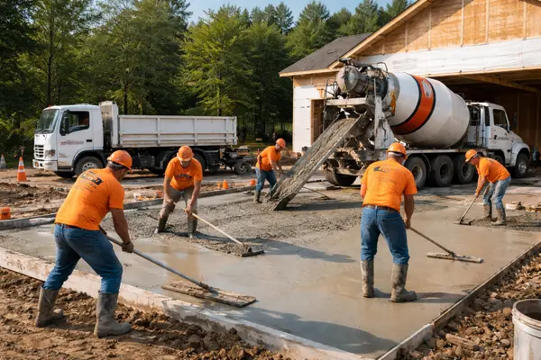 concrete workers building a new driveway from Leander Stamped Concrete in Leander, TX - Concrete resurfacing